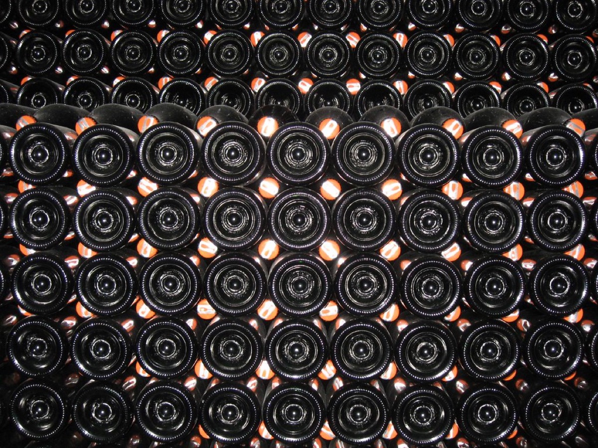 wine bottle in temperature-controlled storage
